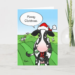 Mooey Noël Funny Vache Cartes de fin de année