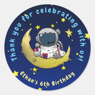 Moon Adventure Anniversaire Stickers Merci