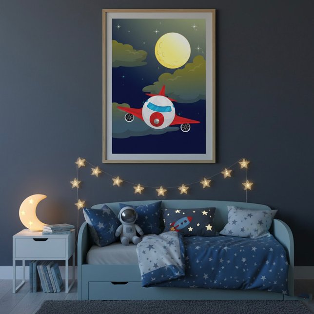 Moon And Aeroplane Poster (Créateur téléchargé)