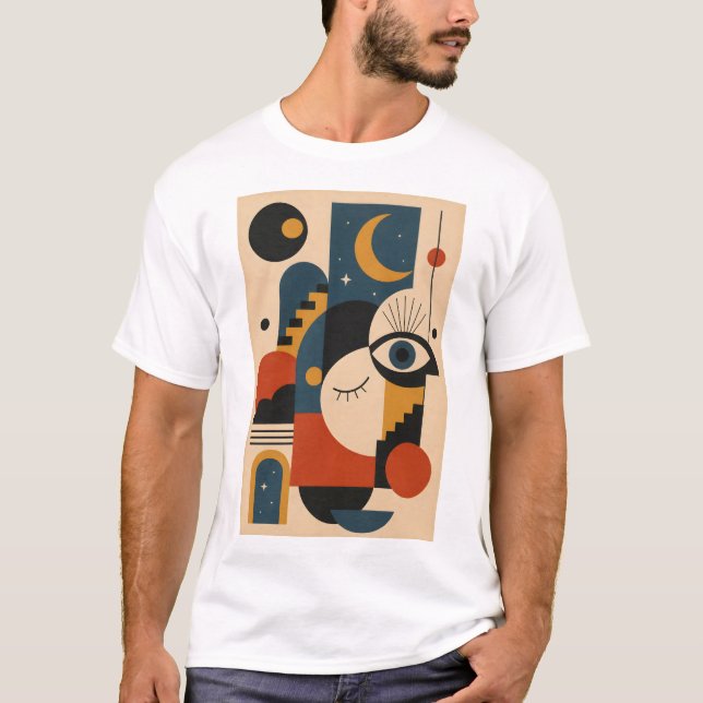 Moon and Eye – Geometric Art T-Shirt (Devant)