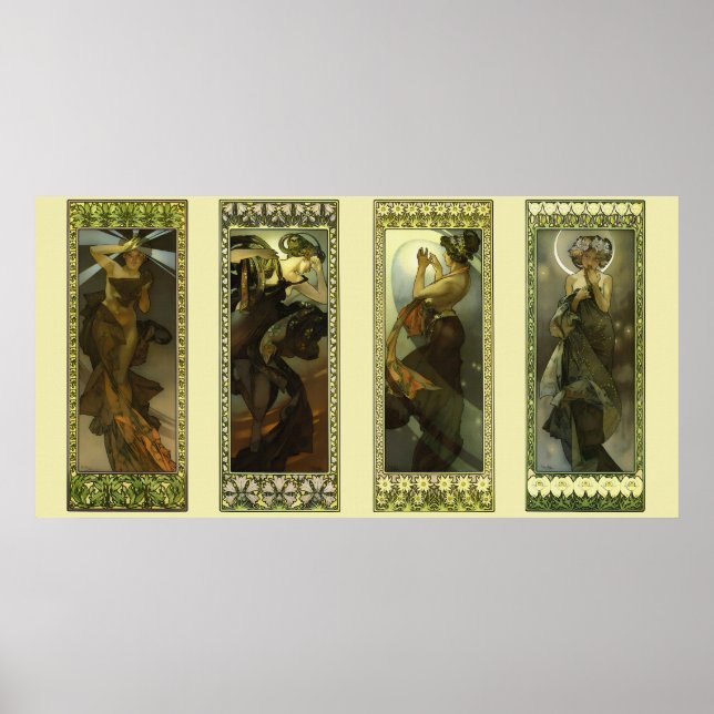 Moon and Stars by Alphonse Mucha Poster (Devant)