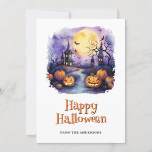 Moon Bats Citrouilles Bonne carte d'Halloween