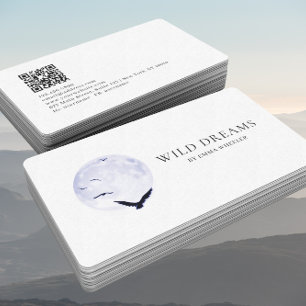 Moon & Birds Logo Design QR Code Carte de visite