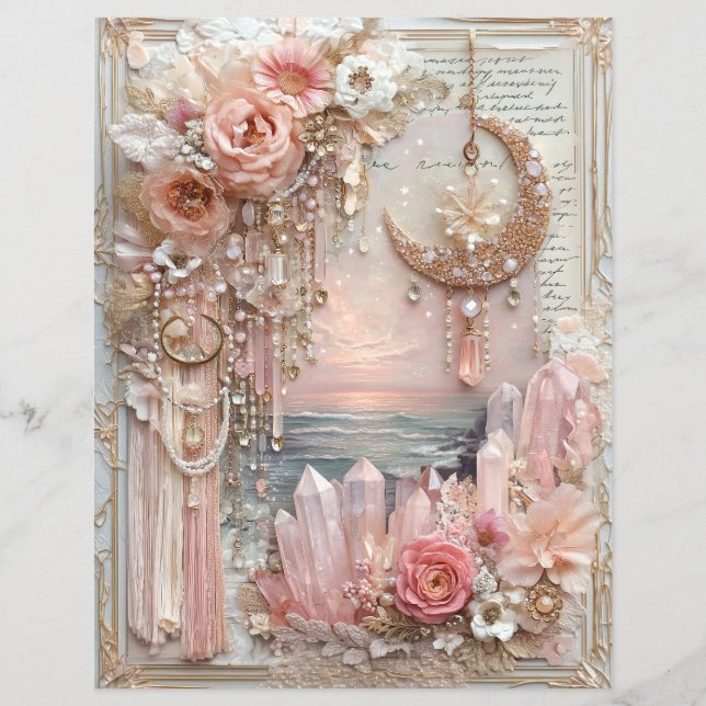 Moon Crystals Junk Journal Scrapbook Paper (Devant)