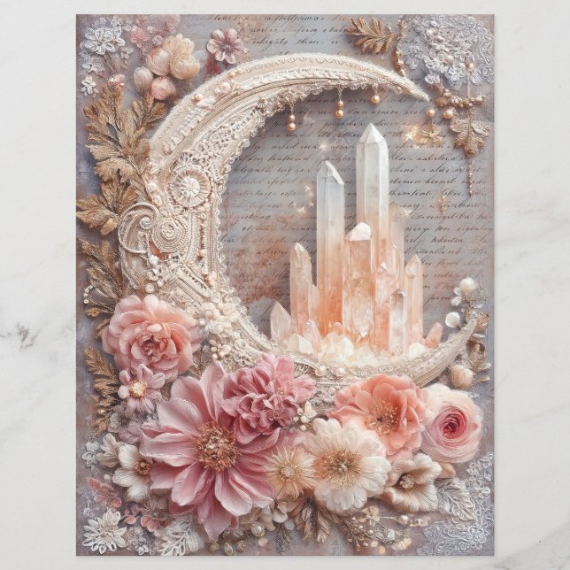 Moon Crystals Junk Journal Scrapbook Paper (Devant)