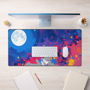 Moon Desk Mat - Phases lunaires esthétiques, Plein