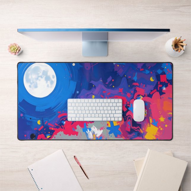 Moon Desk Mat - Phases lunaires esthétiques, Plein (Bureau 1)