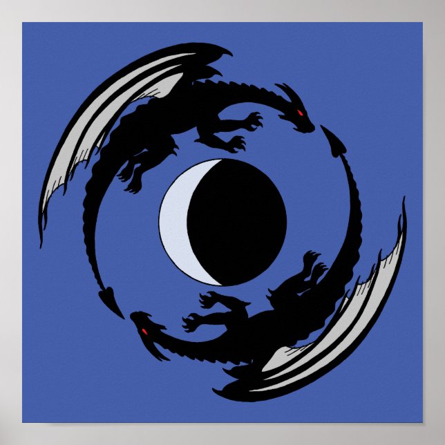 Moon Dragons Imaginaire Design Poster (Devant)