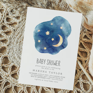 Moon et Stars Boy Baby shower Invitation