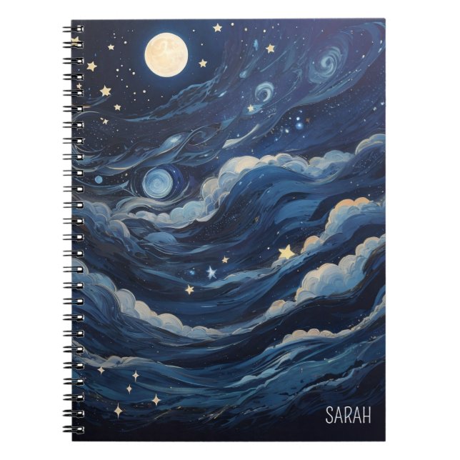 Moon et Stars Night Journal Carnet photo spirale (Devant)