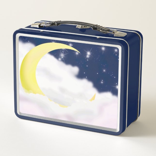 Moon In Soft Clouds Metal Lunchbox (Dos)