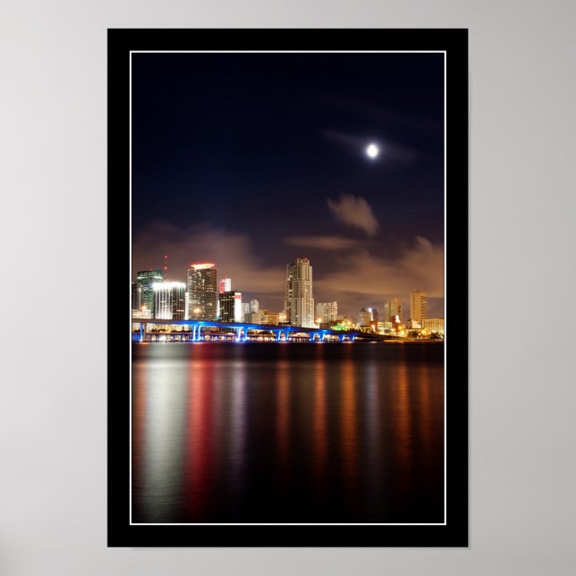 Moon over Miami skyline - Poster (Devant)