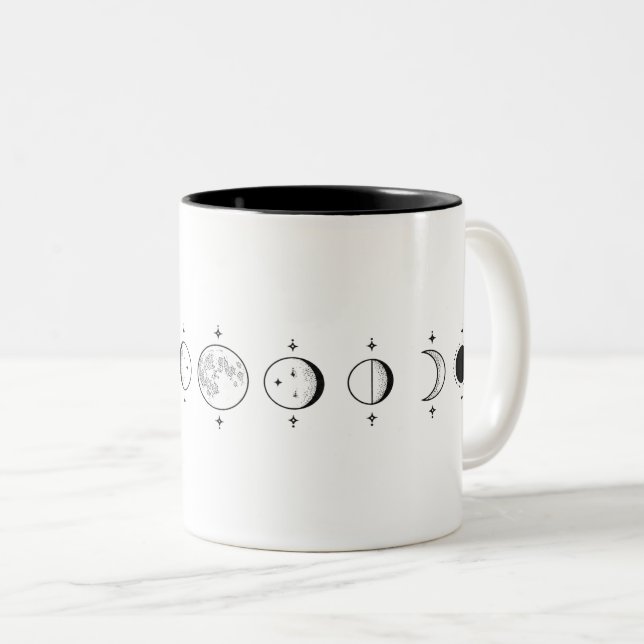 Moon Phases Celestial Line Art Mug (Devant droit)