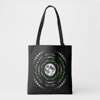 Moon phases mandala tote bag