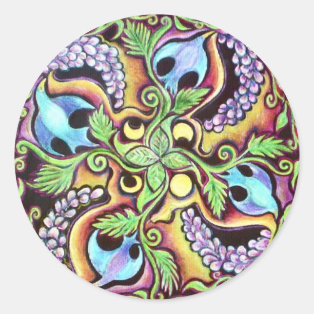 Moon Printemps Moon Cycle Mandala autocollant (Devant)