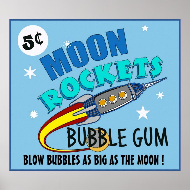 Moon Rockets Buble Gum Machine Poster (Devant)