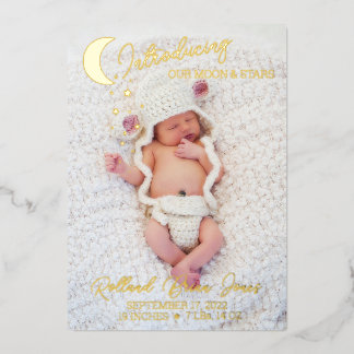 Moon & Stars Gold Foil Faire-part de naissance pho