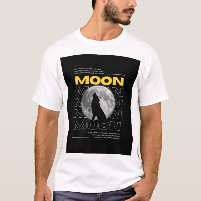 Moon & Wolf T-Shirt – Mystical Nature Graphic Tee (Devant)