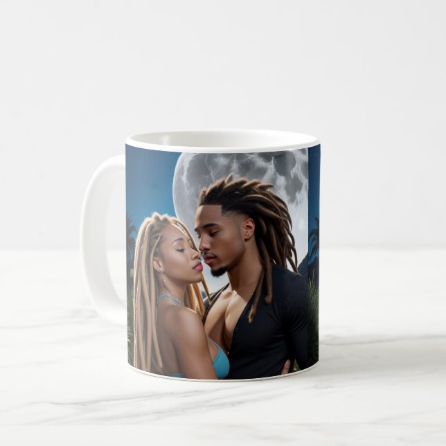 Moonlight Couple Love Mug – Romantic Digital Art  (Devant gauche)