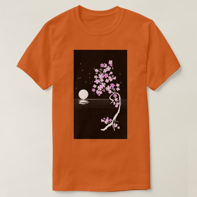 Moonlight Japanese Sakura Cherry Blossom T-Shirt (Design devant)