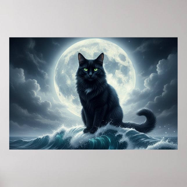 Moonlight Wave & Black Cat Poster (Devant)