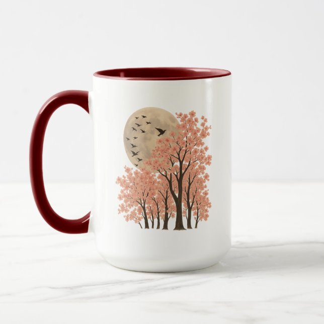 Moonlit Cherry Blossom Trees Nature Art Combo Mug (Gauche)