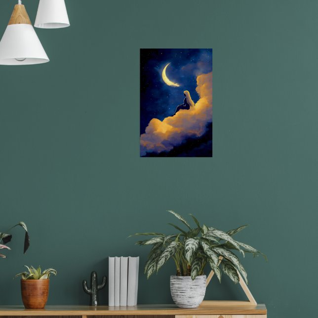 Moonlit Clouds Poster 16x24 Dreamy Wall Art (Salon 1)