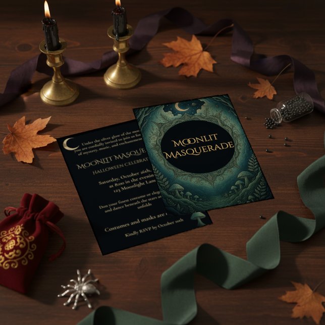 Moonlit Masquerade Elegant Halloween Invitation (Créateur téléchargé)