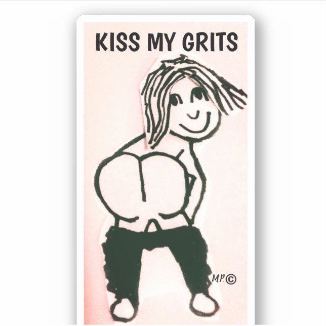 MOONONING BUTT KISS MON GRITS FILLE STICKER PERSON (Devant)