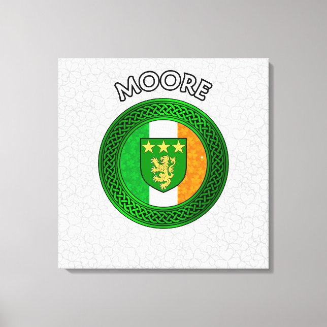 Moore Crest & Celtic Knot sur toile Shamrock Impri (Recto)