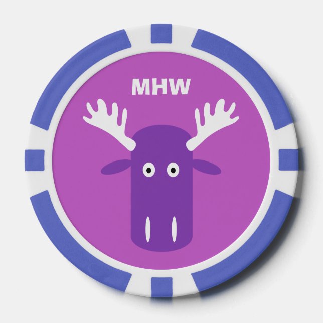 Moose Head Pop Art personnalisé jetons de poker mo (Recto)