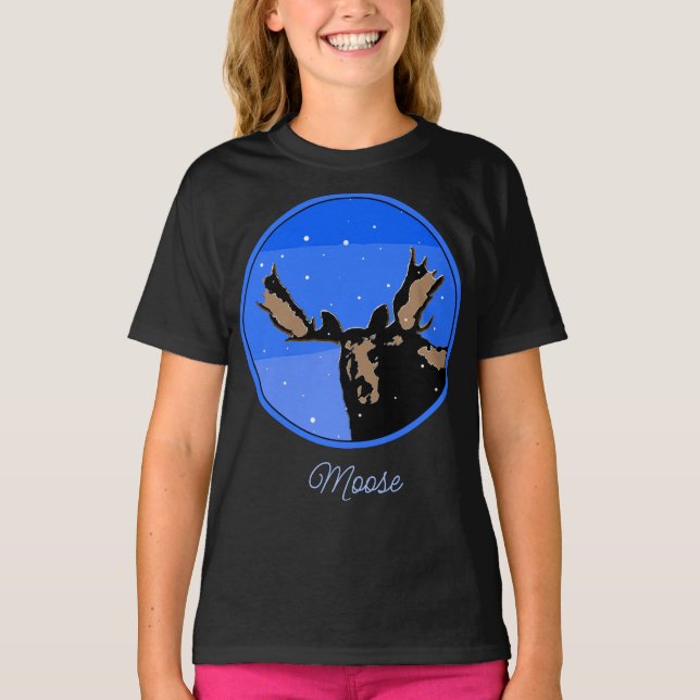 Moose in Winter  - Original Wildlife Art T-Shirt (Devant)