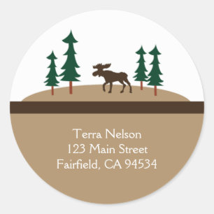 MOOSE Rustic Lodge Adresse de retour Stickers