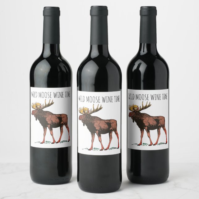 Moose Wildlife Vin Étiquettes (Bouteilles)