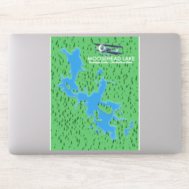 Moosehead Lake, Piscataquis Carte du Comté Sticker (Ordinateur)