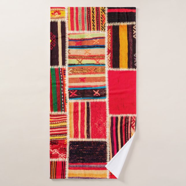 Moquette turque patchwork fait main. Patchwork Pat (Serviette de bain)