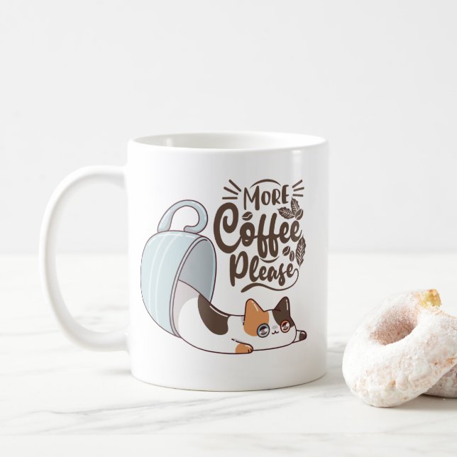 More Coffee Please Cat Mug | Cute Coffee Lover Kit (Avec donut)