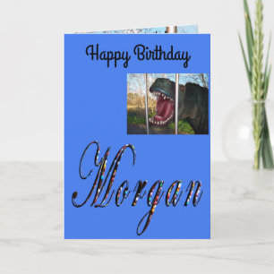 Morgan, Nom, Logo, Carte d'anniversaire de dinosau