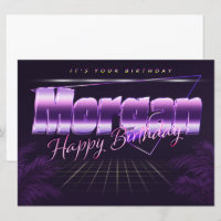 Morgan Nom Prénom carte rétro lilas pour anniversa