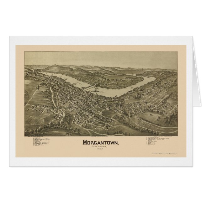 Morgantown, carte panoramique de WV - 1897 (Devant horizontal)