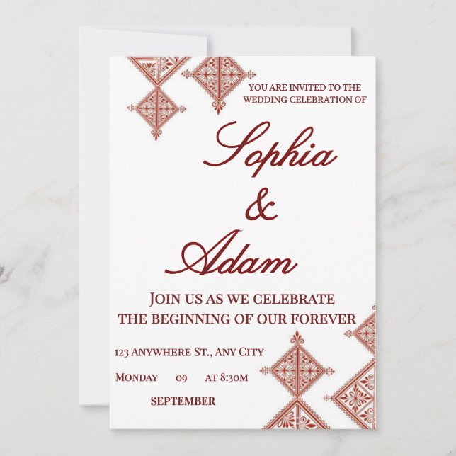 Moroccan Berber Pattern Wedding Invitation (Devant)