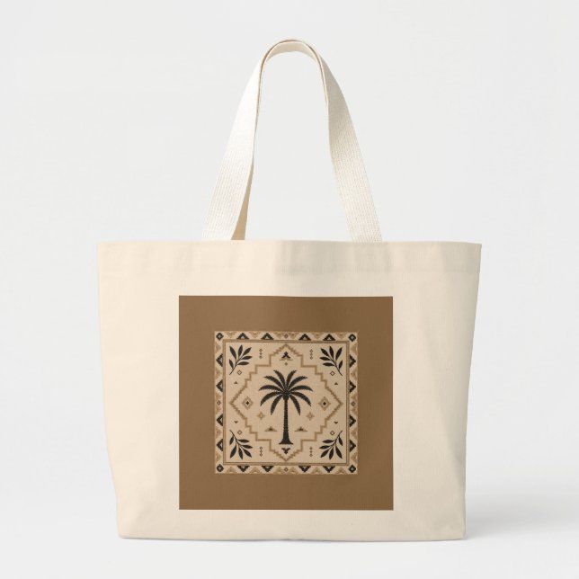 Moroccan Palm Geometric Border Elegant Tote Bag (Devant)