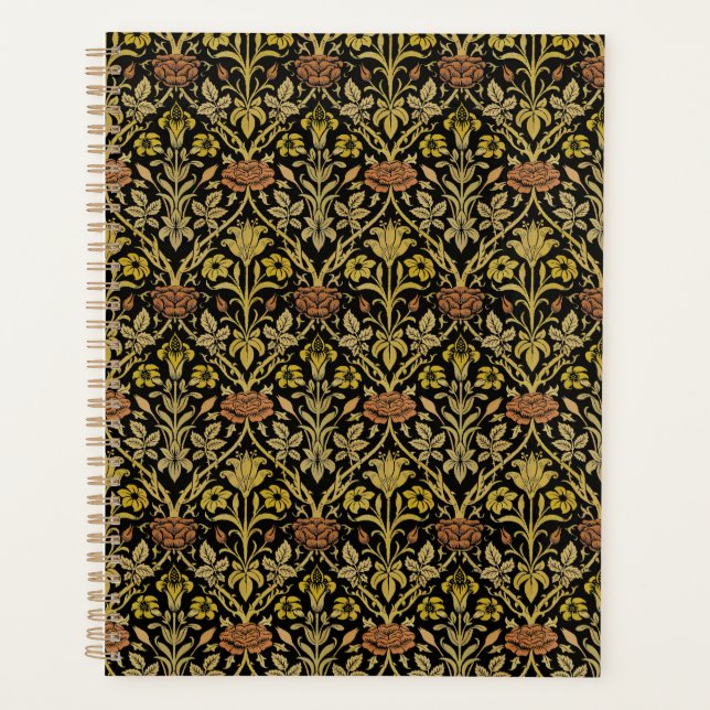 Morris Arrière - plan noir Rose et Motif de fleurs (Devant)