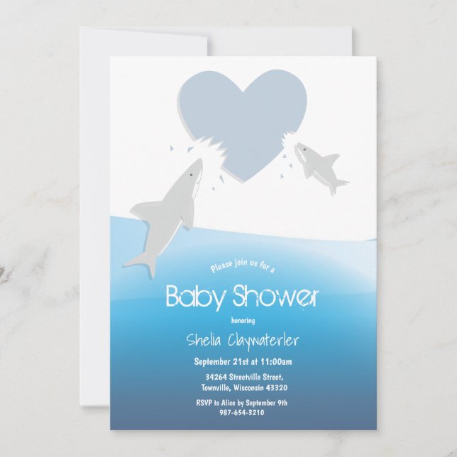 Morsures cardiaques et requins | Invitation Baby s (Devant)