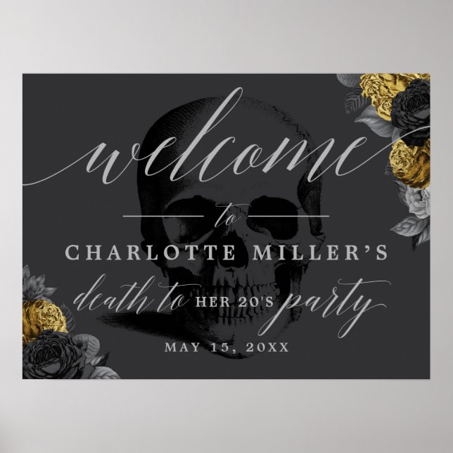 Mort à votre Affiche de bienvenue 20's Gold et Bla (Devant)