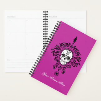 Morte Damask Chic Sugar Crâne noir sur violet
