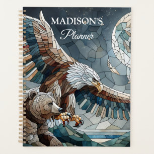 Mosaic Ai Art Ours Brown et Pleine lune d'aigle