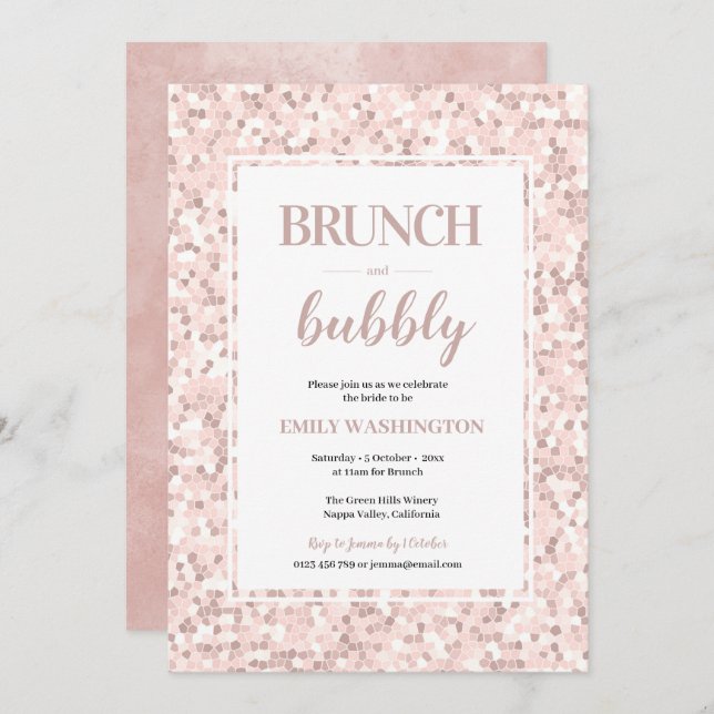 Mosaic Bridal douche Brunch & Bubbly Invitation (Devant / Derrière)
