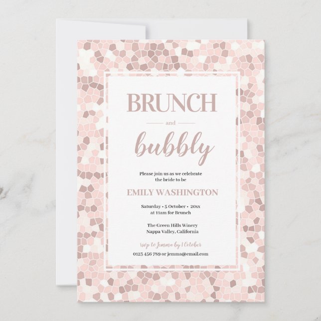 Mosaic Bridal douche Brunch & Bubbly Invitation (Devant)