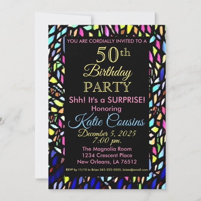 Mosaic Colorful & Fun 50e anniversaire Invitation (Devant)